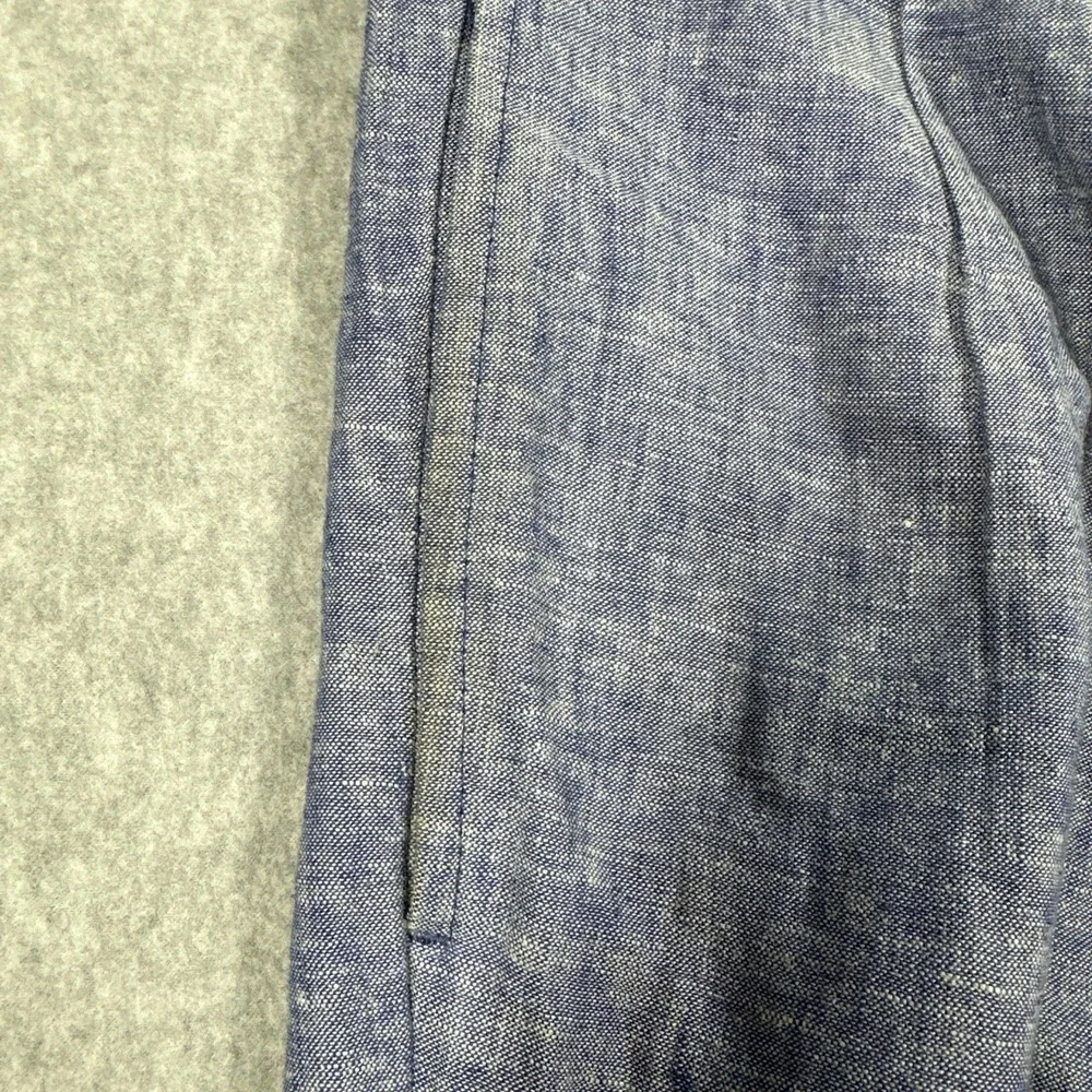 Alan Flusser Pleated Linen Rayon Blend Pants Men's 34x30 Blue Trousers Cuffed